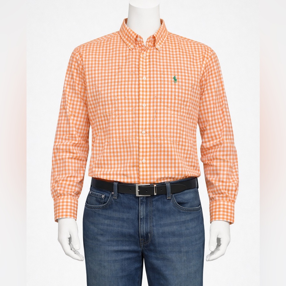 Orange Checkered Men's Shirt
